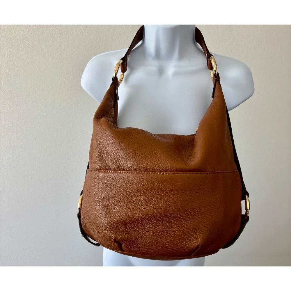 Michael Kors Pebbled Leather Bag Fulton Hobo Slouchy Boho Luxe Quiet Luxury - Picture 2 of 16